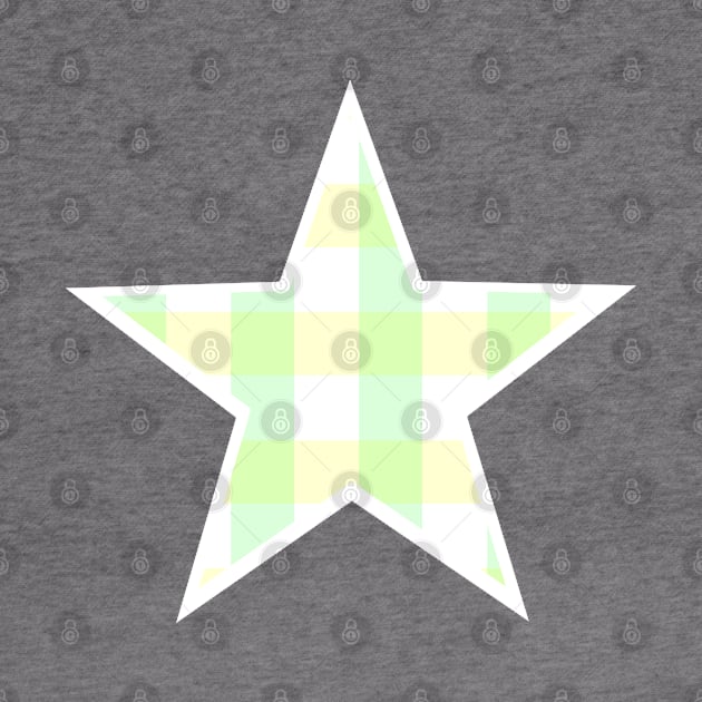 Pastel Green and Yellow Buffalo Plaid Star by bumblefuzzies